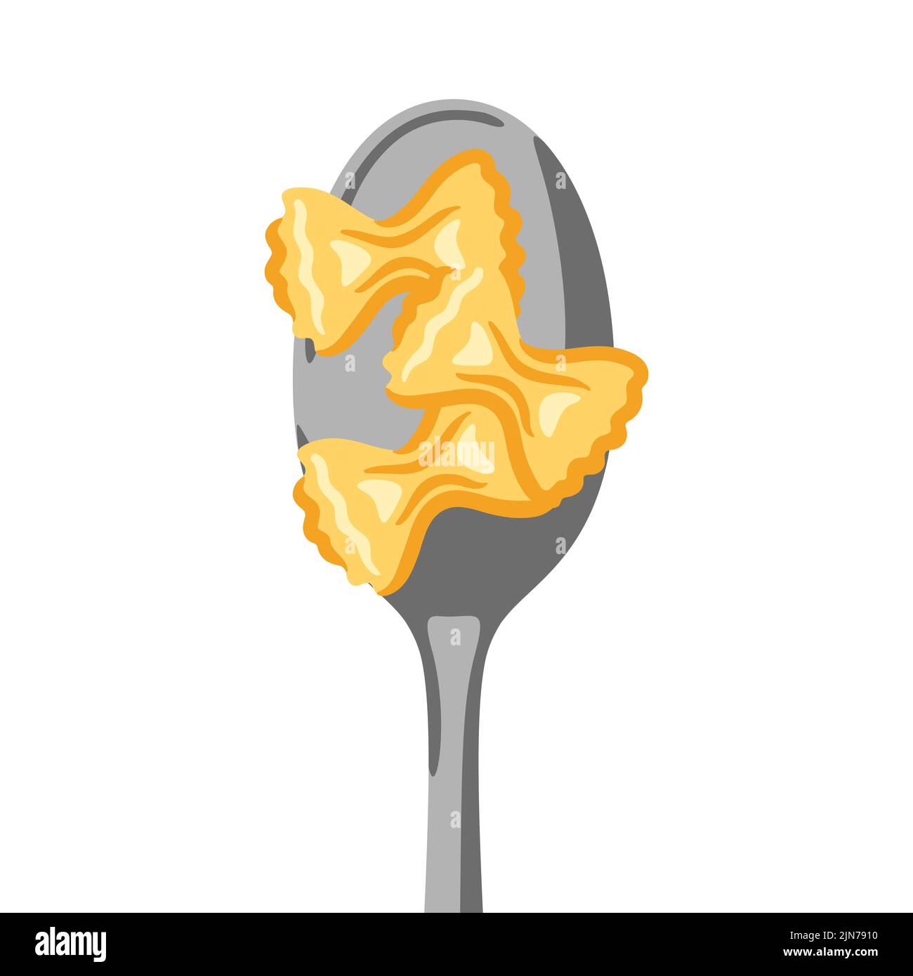 Illustrazione della pasta italiana sul cucchiaio. Immagine culinaria per menu di ristoranti. Illustrazione Vettoriale