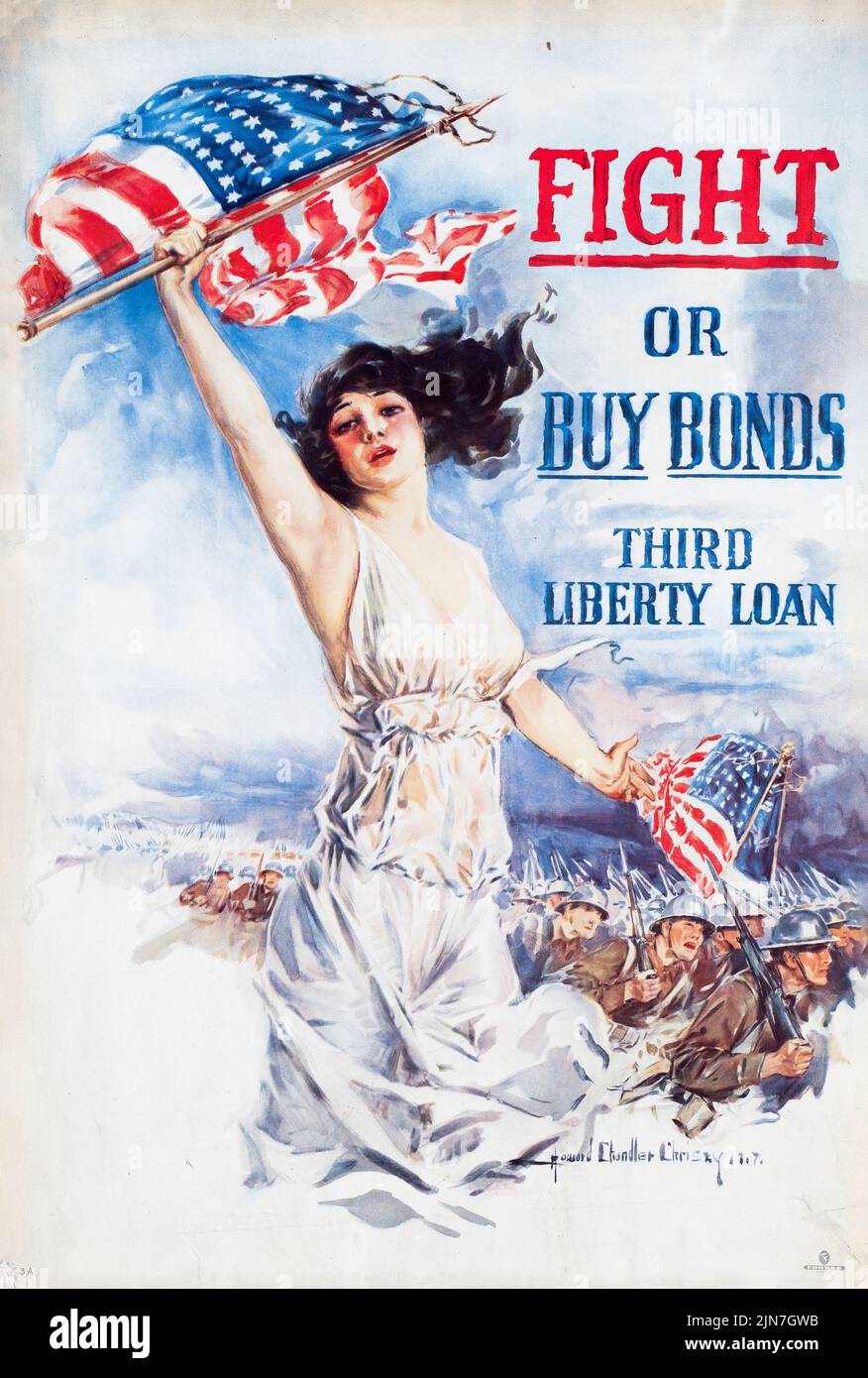 Lotta o acquistare obbligazioni, terzo prestito libertà (1919) American World War i era poster da Howard Chandler Christy Foto Stock