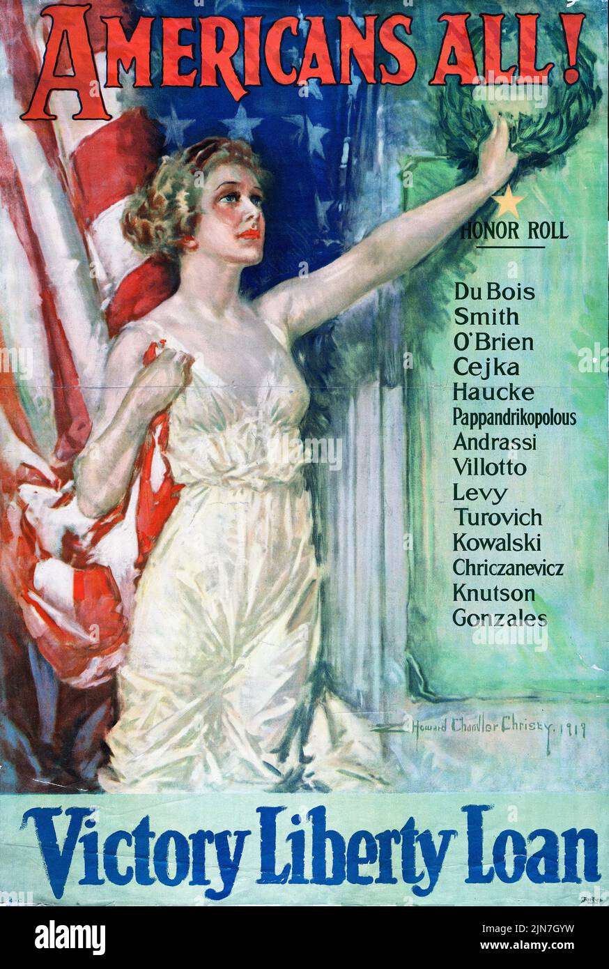 Americani tutti! Victory Liberty Loan (1919) American World War i era poster di Howard Chandler Christy Foto Stock