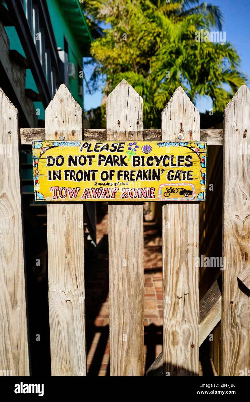 Insegna DO NOT PARK dipinta a mano a Key West, Florida, FL, USA Foto Stock