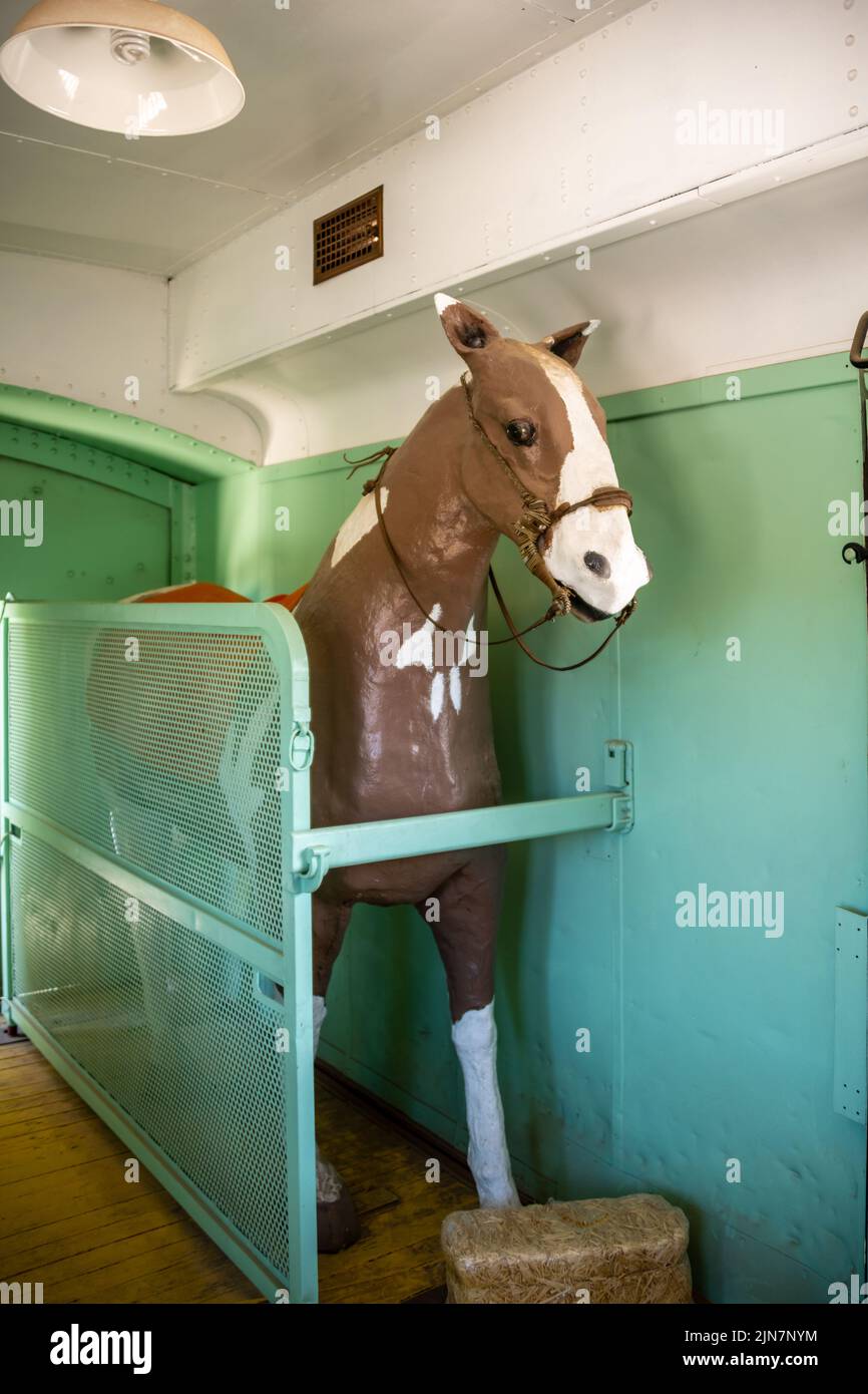 Arizona Railway Museum - Box Car con Horse Stall Foto Stock