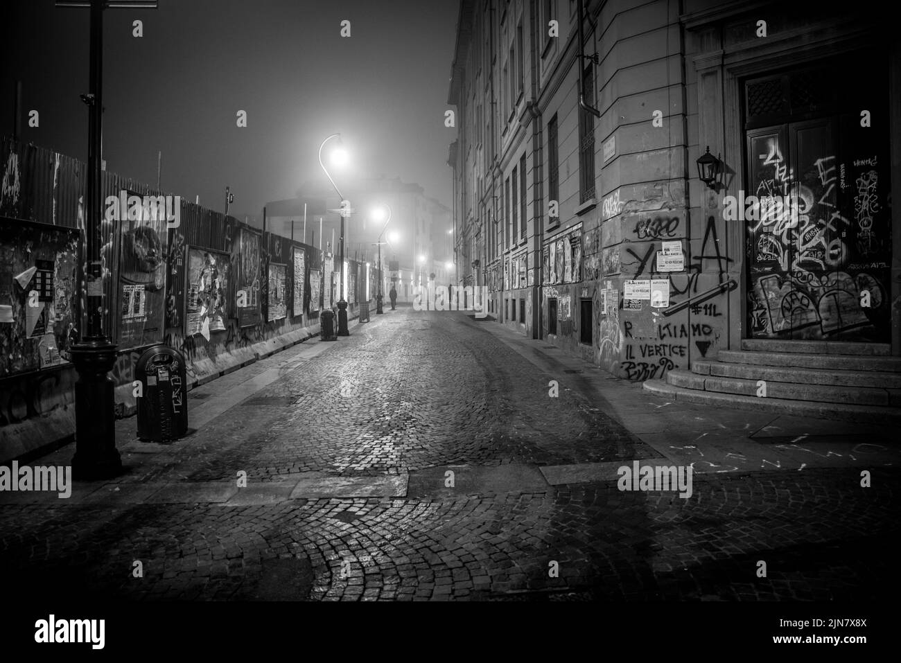 Nebbia in una notte di Torino Foto Stock