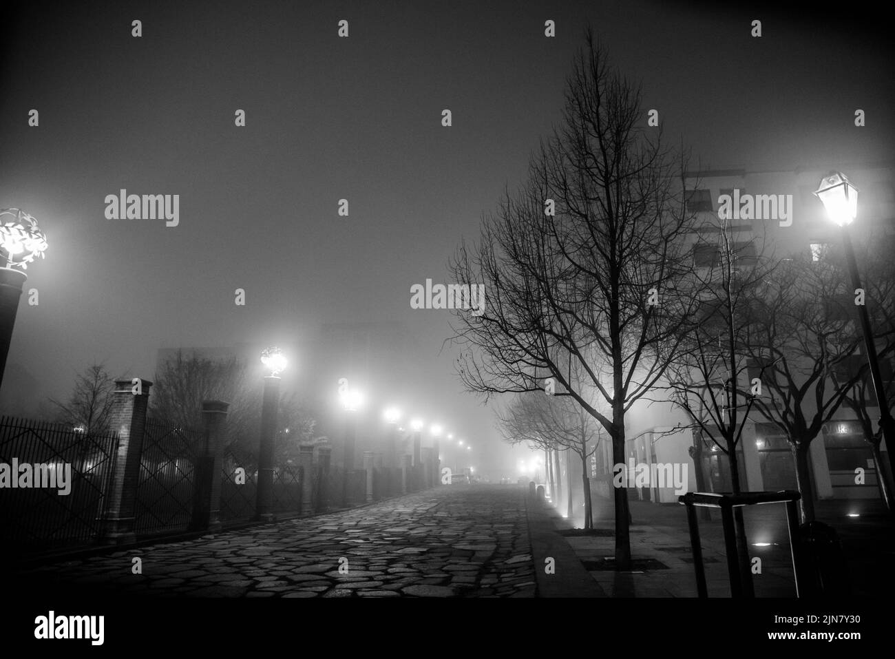 Nebbia in una notte di Torino Foto Stock