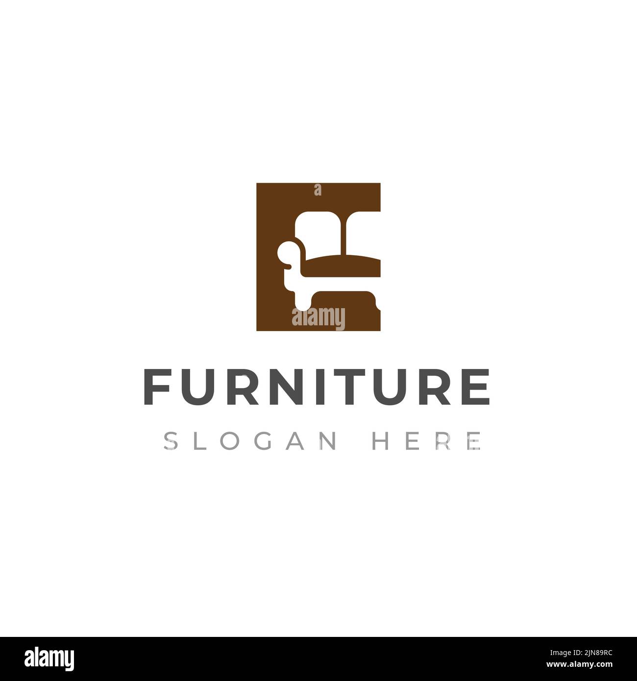 Modello di design logo Creative per mobili. Design con logo divano. Illustrazione Vettoriale