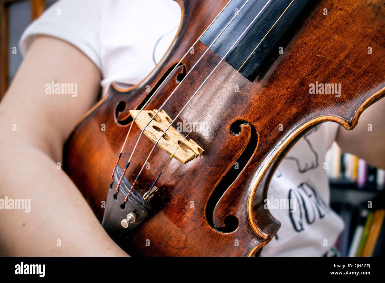 violino professionale del 17th° secolo realizzato da un luziatore Foto Stock