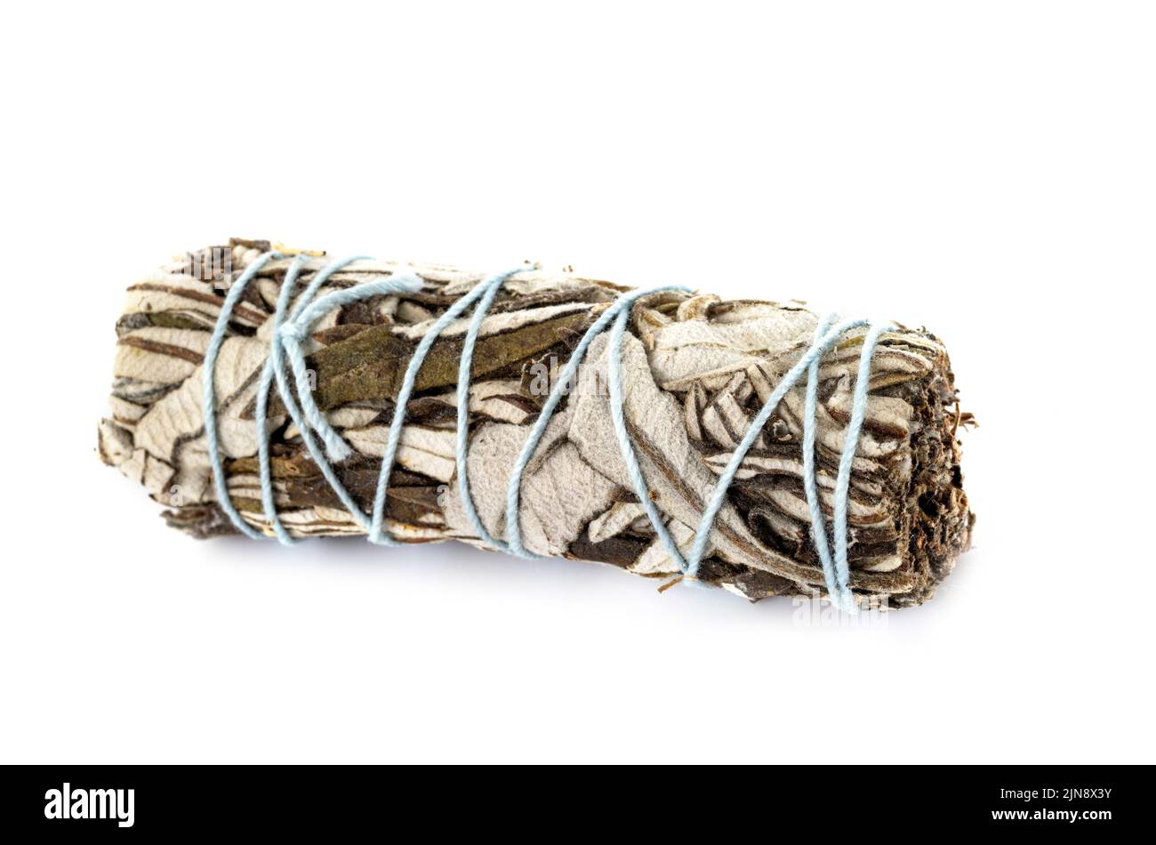 incenso salvia bianco di fronte a sfondo bianco Foto Stock