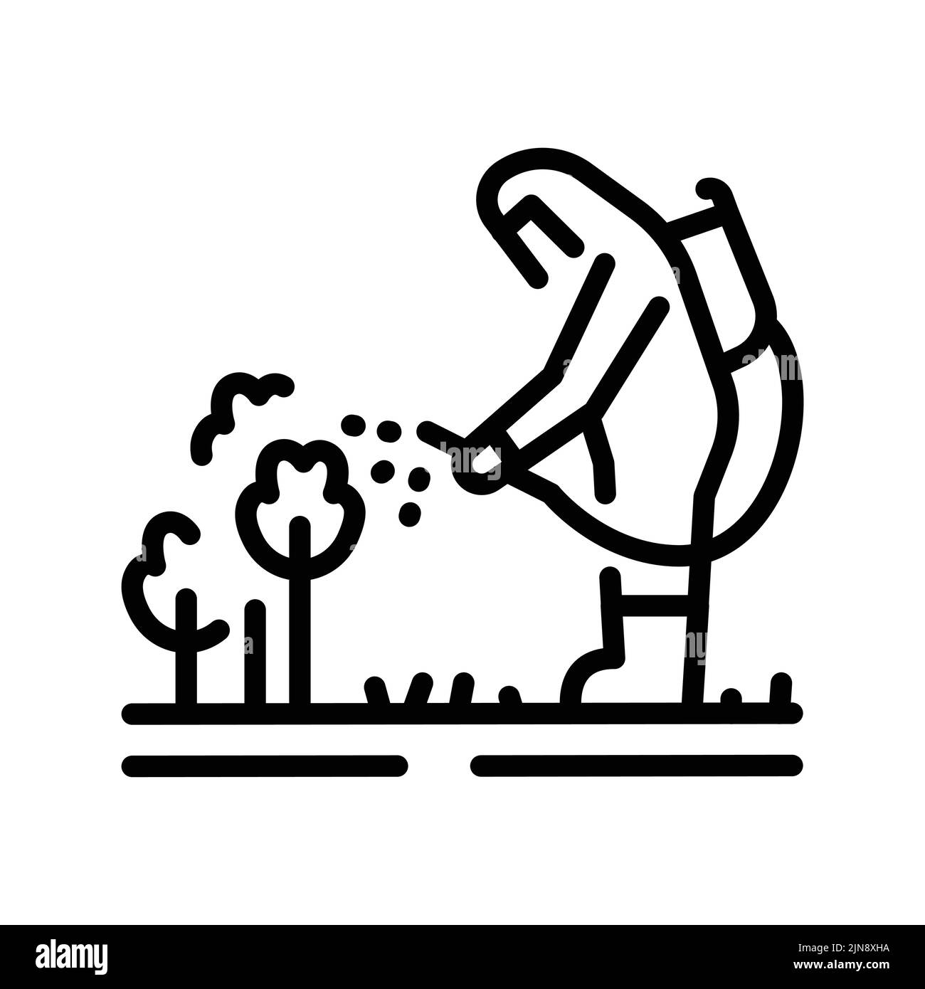 Eliminazione dell'icona della linea di colore degli insetti. Servizio giardino. Tratto modificabile. Illustrazione Vettoriale