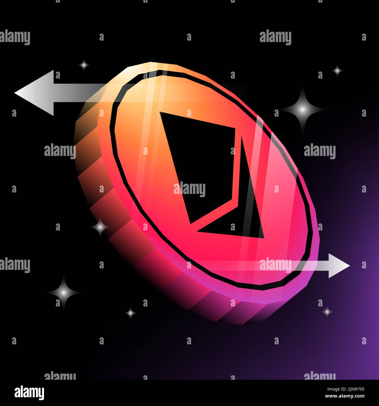 3D Illustrazione della crypto Coin. Elemento grafico gradiente. Illustrazione vettoriale Illustrazione Vettoriale