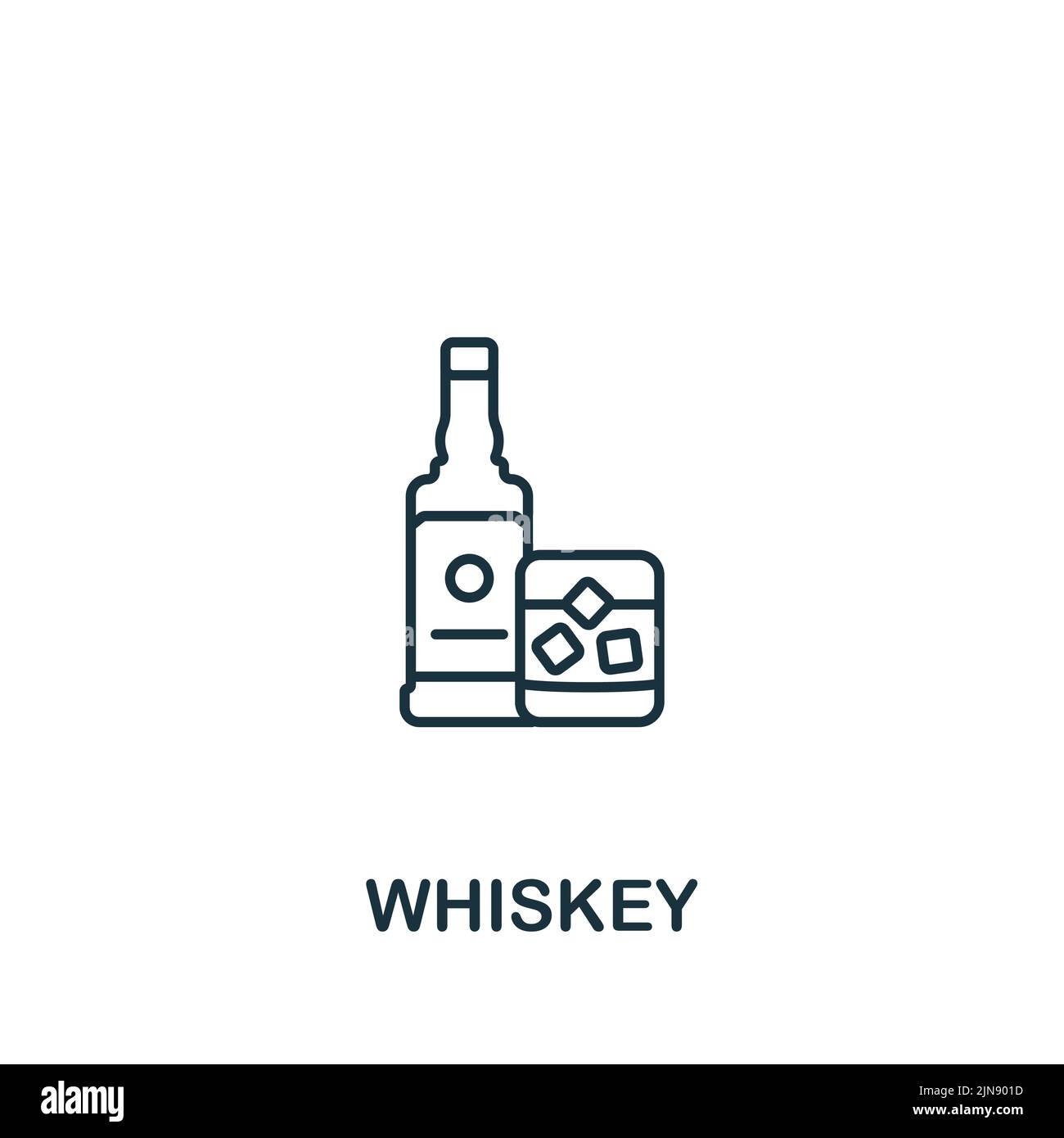 Icona a forma di whiskey. Icona bevande semplici monocromatiche per modelli, web design e infografiche Illustrazione Vettoriale