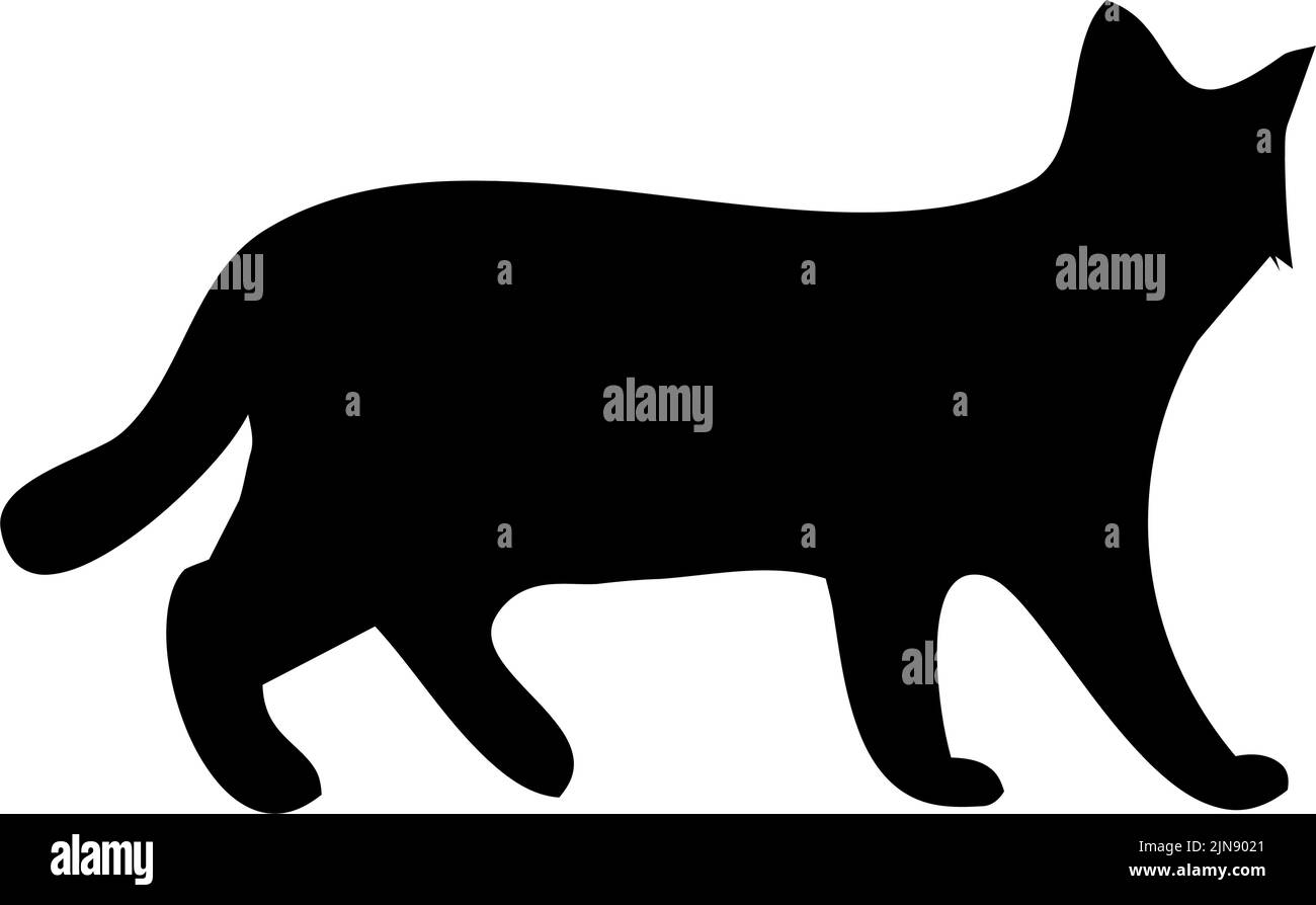 Silhouette nera Cat, ottimo design per qualsiasi scopo, illustrazione stock Illustrazione Vettoriale