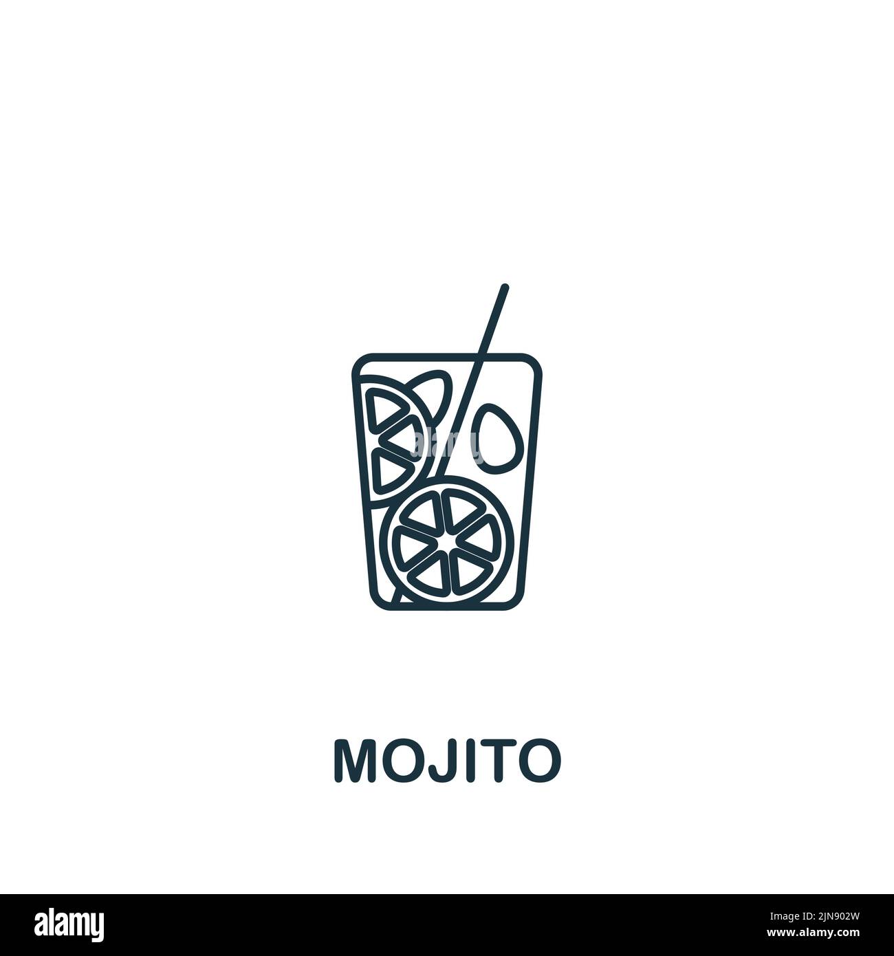 Icona di Mojito. Icona bevande semplici monocromatiche per modelli, web design e infografiche Illustrazione Vettoriale