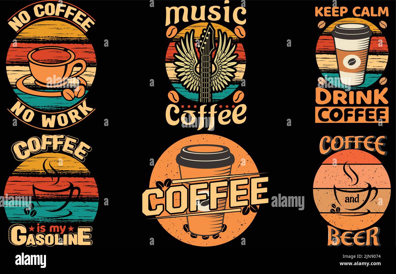 La motivazione del caffè trendy cita la maglietta, le citazioni del caffè che dicono, la scritta del preventivo del caffè, il manifesto tipografico del modello di scritta, l'abbigliamento, la tazza, la merce. Illustrazione Vettoriale