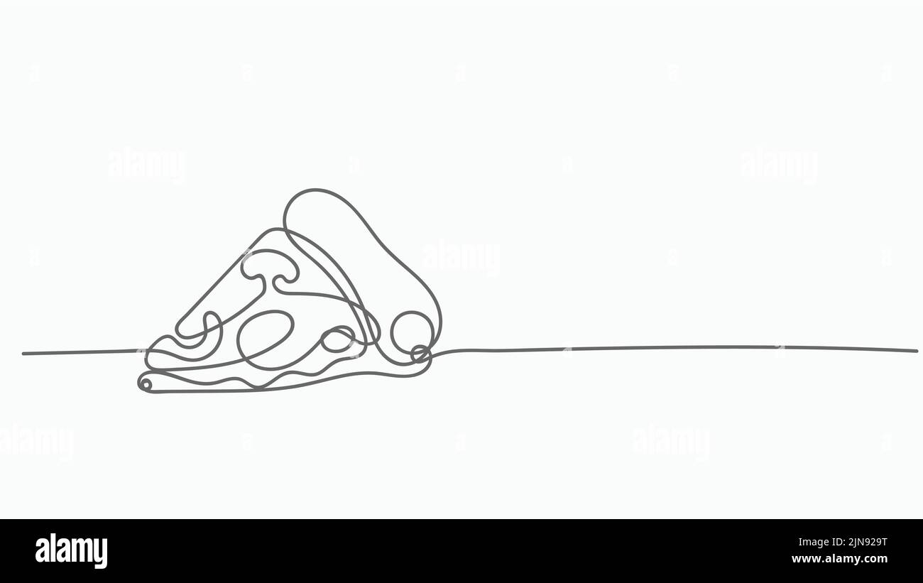 Continuous One Line Pizza and Slice Italian fast food cafe. Illustrazione del vettore. Pizzeria Illustrazione Vettoriale