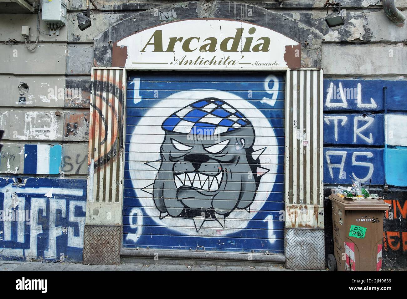 Arcadia Shop Graffiti, Napoli, Campania, Italia, Europa Foto Stock
