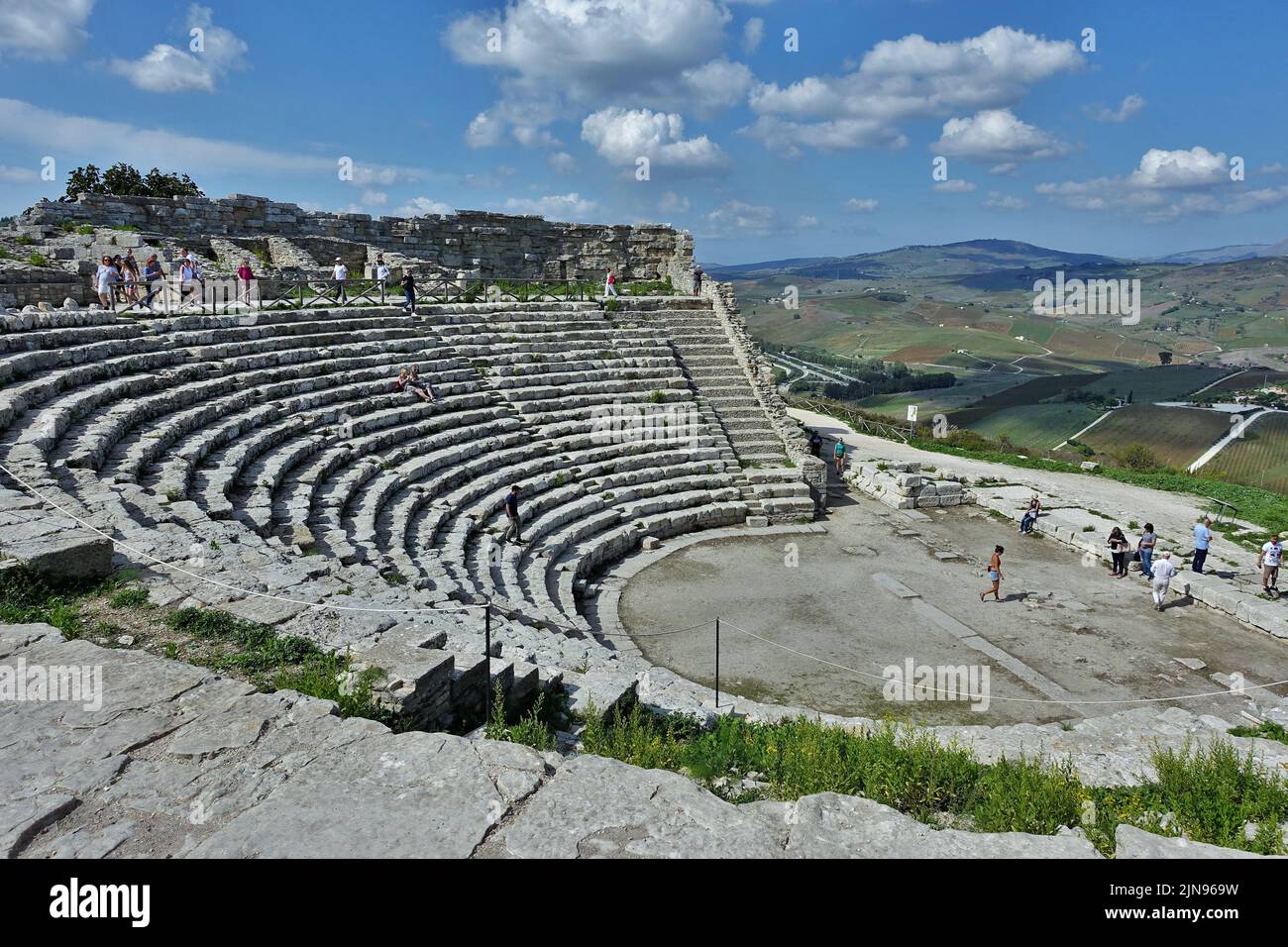 Teatro Greco, Segesta, Valle dei Templi, Agrigento, Sicilia, Italia, Europa Foto Stock