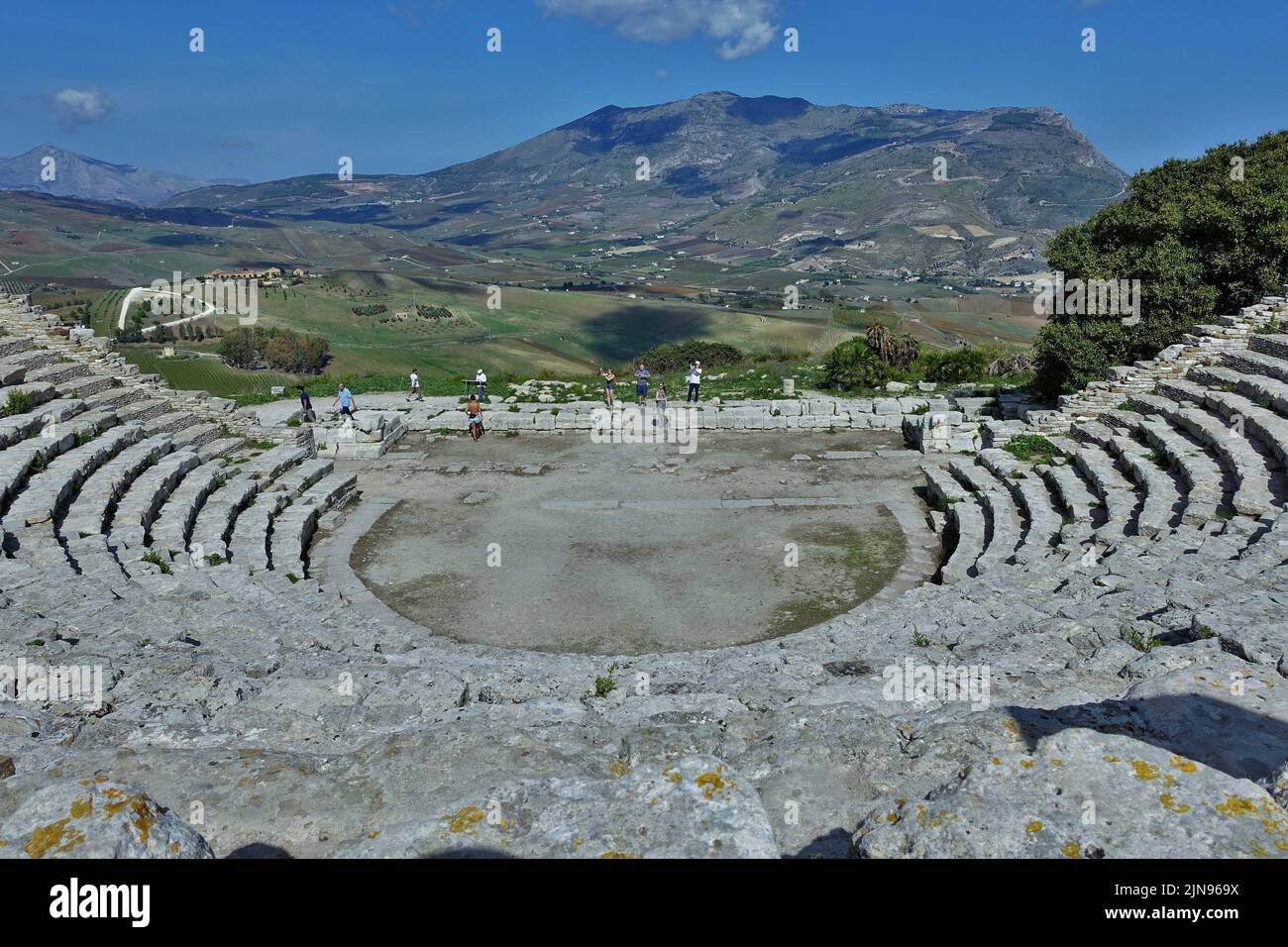 Teatro Greco, Segesta, Valle dei Templi, Agrigento, Sicilia, Italia, Europa Foto Stock