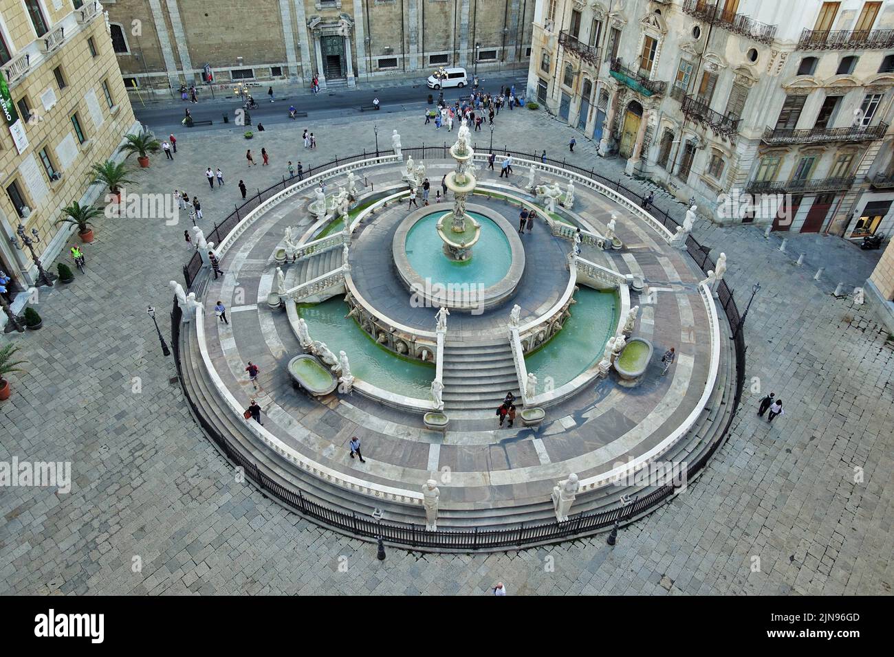 Main Square Aerial, Palermo, Sicilia, Italia, Europa Foto Stock
