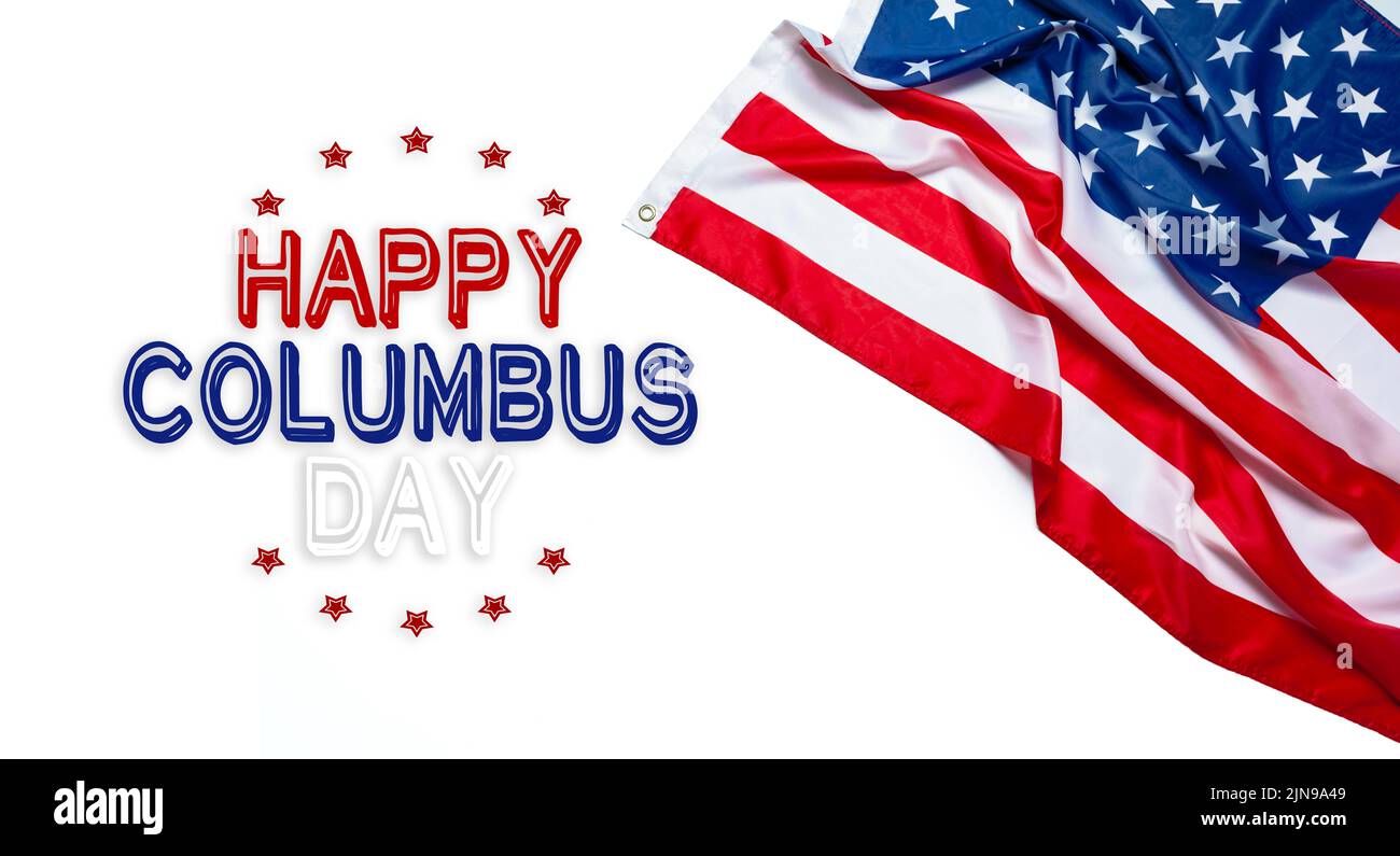 Felice il Columbus day banner, american sfondo patriottico Foto Stock