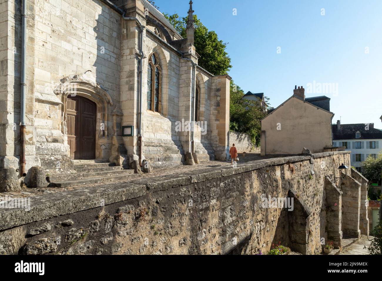 Francia, Val d'Oise, Parco Naturale Regionale Vexin Francais, la Roche Guyon, etichettato Les Plus Beaux Villages de France (i villaggi più belli di F Foto Stock