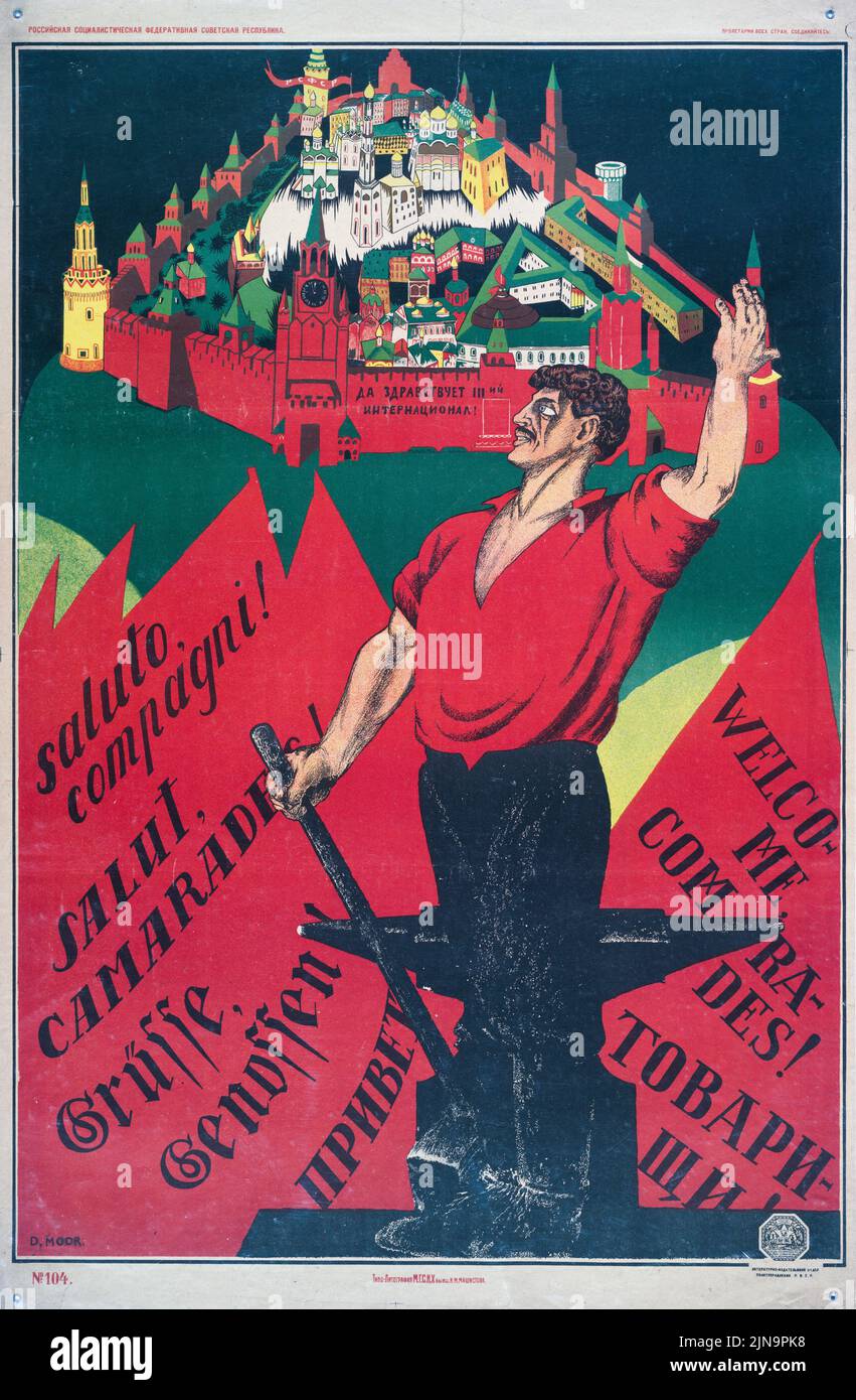 Viva la terza Internazionale! (1921) illustrazione russa di Dmitriĭ Stakhievich Moor Foto Stock