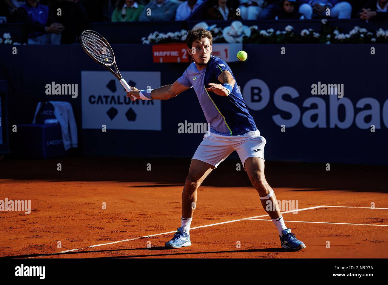 BARCELLONA - Apr 24: Pablo Carreno Busta in azione durante il Torneo finale di tennis Open Banc Sabadell di Barcellona al Real Club De Tenis di Barcellona su A Foto Stock