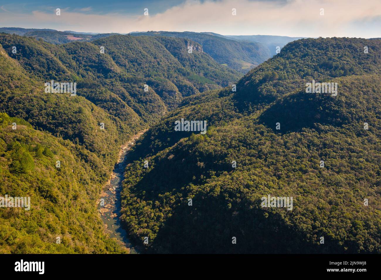 Valle di Horseshoe nella foresta pluviale Paesaggio, Gramado, Sud del Brasile Foto Stock