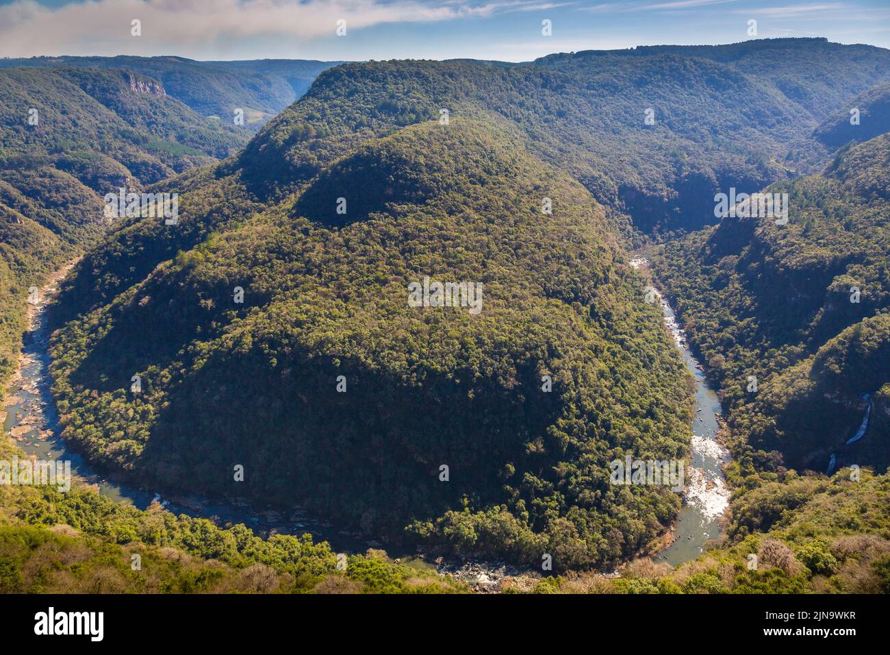 Valle di Horseshoe nella foresta pluviale Paesaggio, Gramado, Sud del Brasile Foto Stock