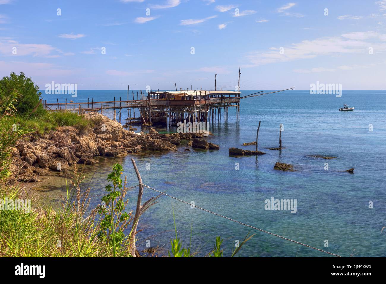 Costa Trabocchi, Chieti, Abruzzo, Italia Foto Stock