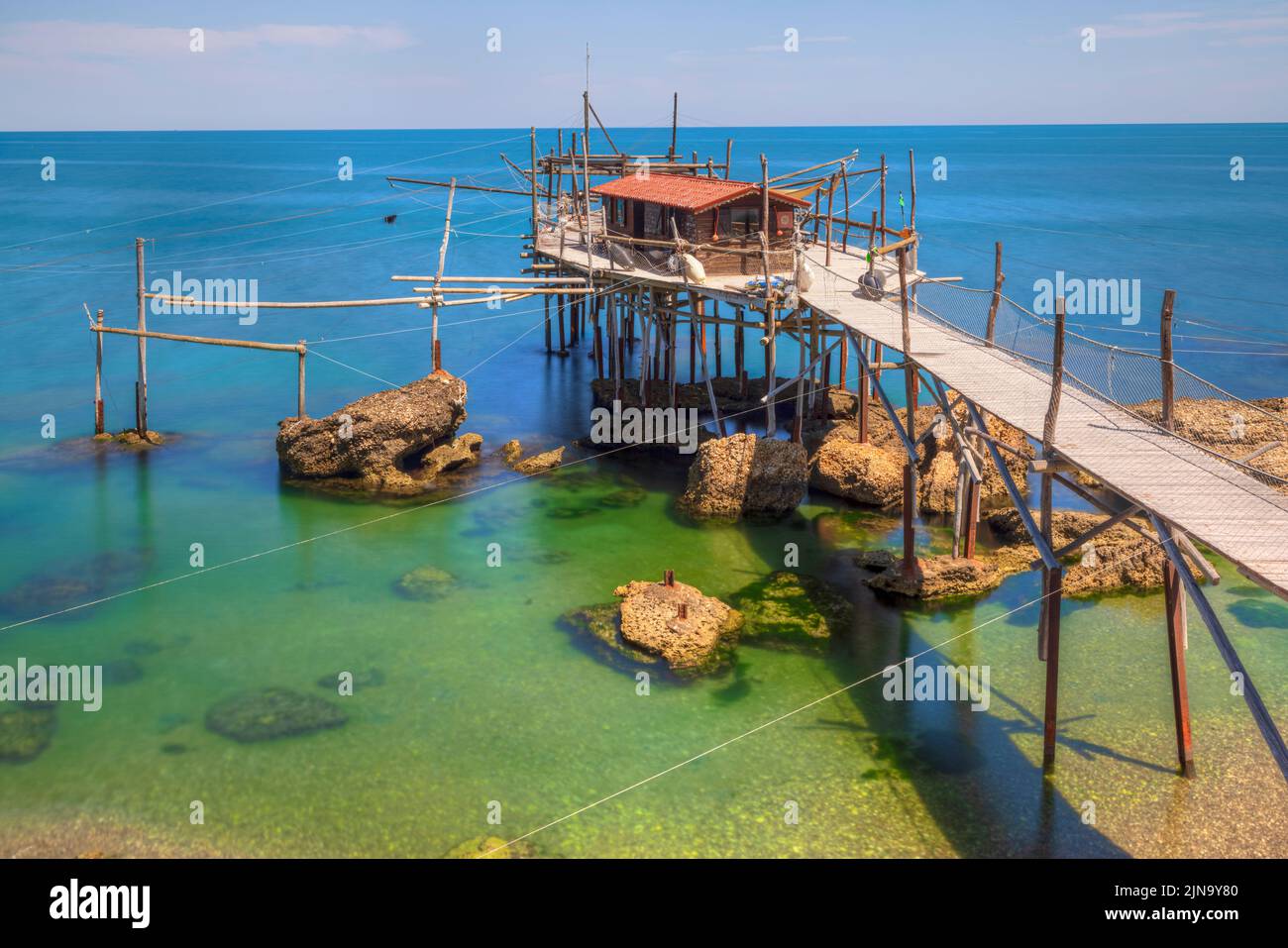 Costa Trabocchi, Chieti, Abruzzo, Italia Foto Stock