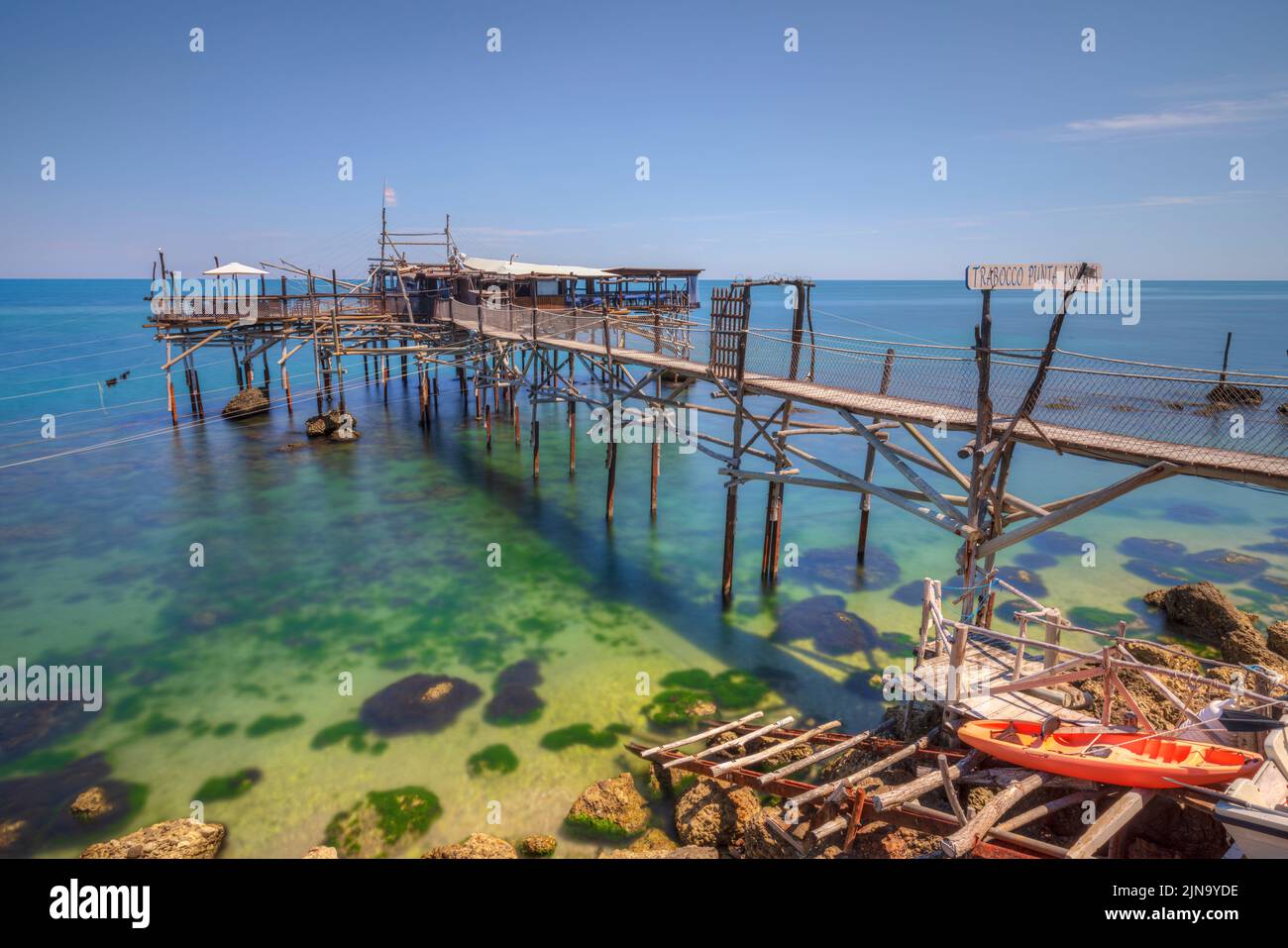 Costa Trabocchi, Chieti, Abruzzo, Italia Foto Stock