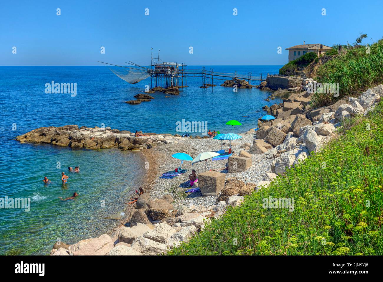 Costa Trabocchi, Chieti, Abruzzo, Italia Foto Stock