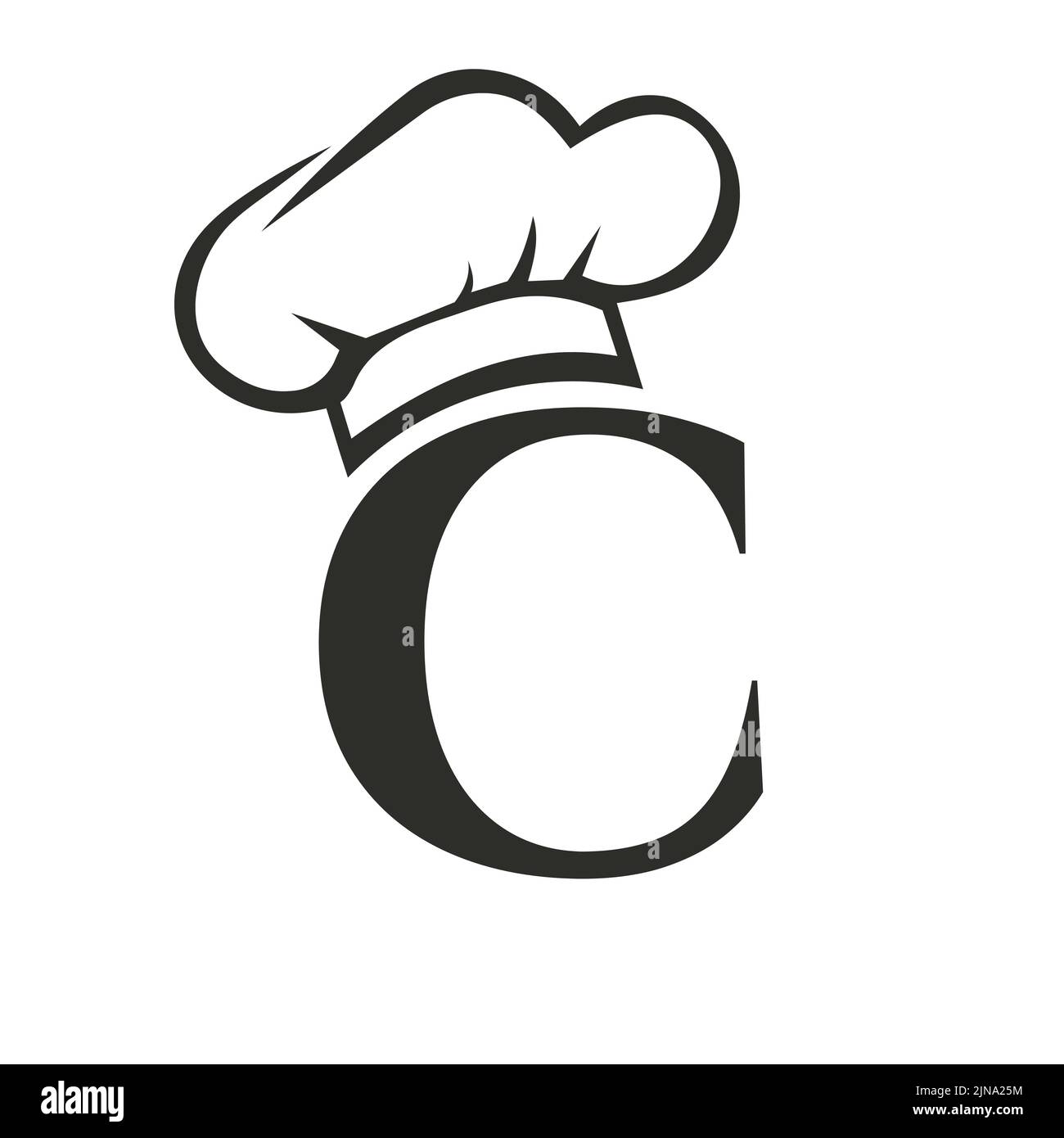 Logo del ristorante lettera C con modello Chef Hat Vector. Ristorante Chef Hat simbolo logo Illustrazione Vettoriale