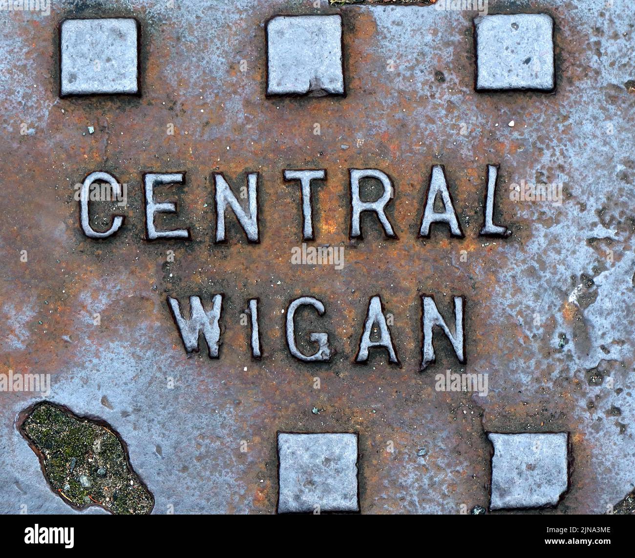 Griglia in acciaio centrale Wigan, Regno Unito nord-occidentale, Inghilterra Foto Stock