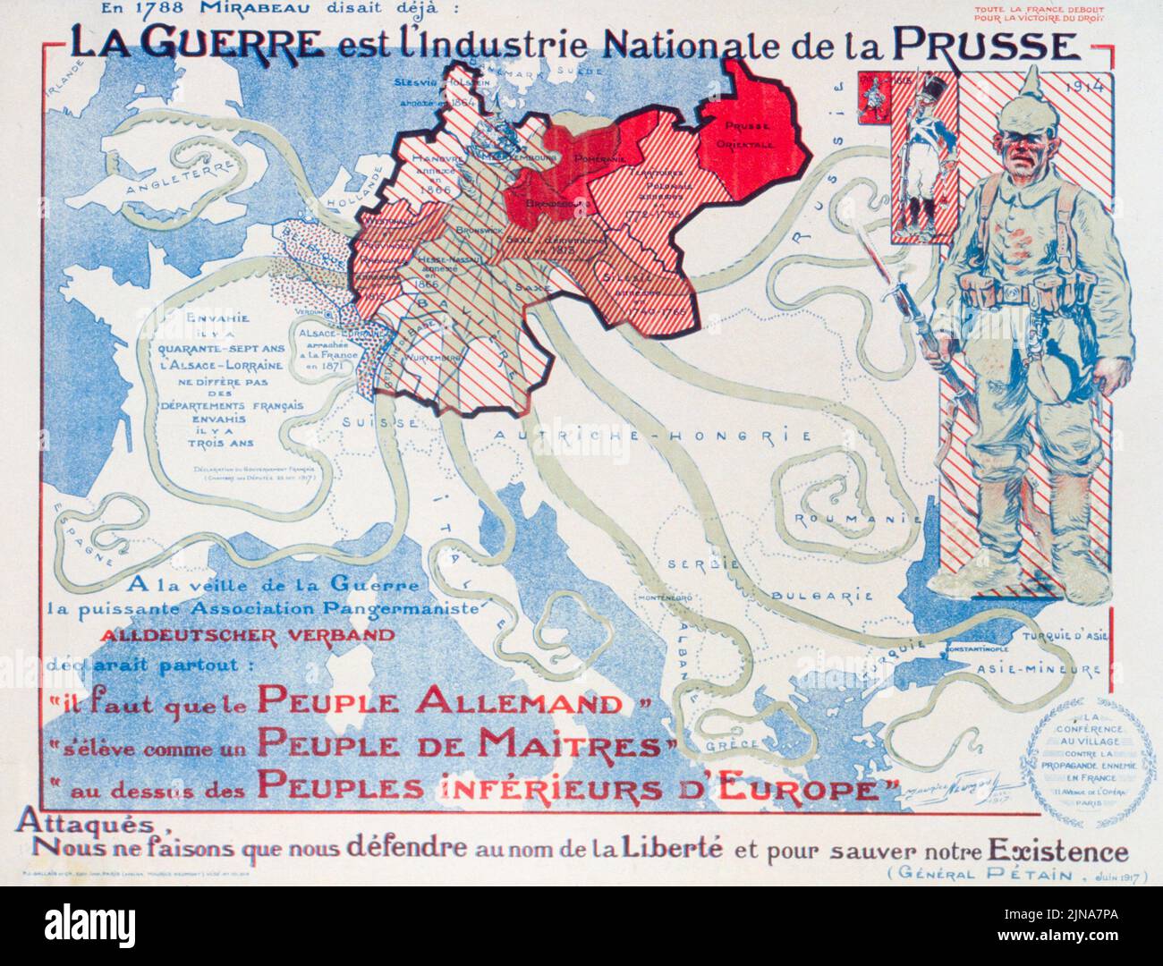 La guerre est l’industrie nationale de la Prusse (la guerra è l’industria nazionale della Prussia) (1917) il manifesto francese dell’era della prima Guerra Mondiale di Maurice Louis Henri Neumont Foto Stock