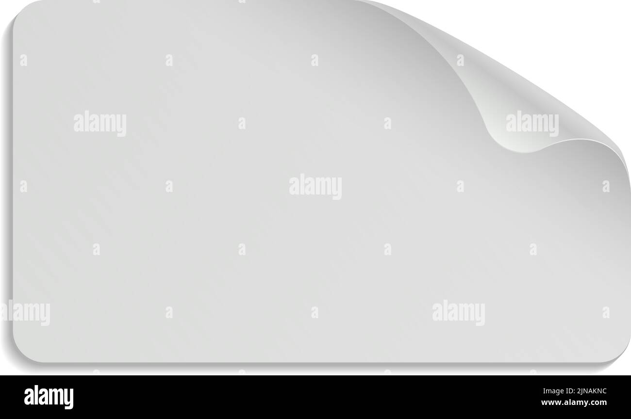 Etichetta adesiva con angolo arricciato. Mockup carta bianca Illustrazione Vettoriale