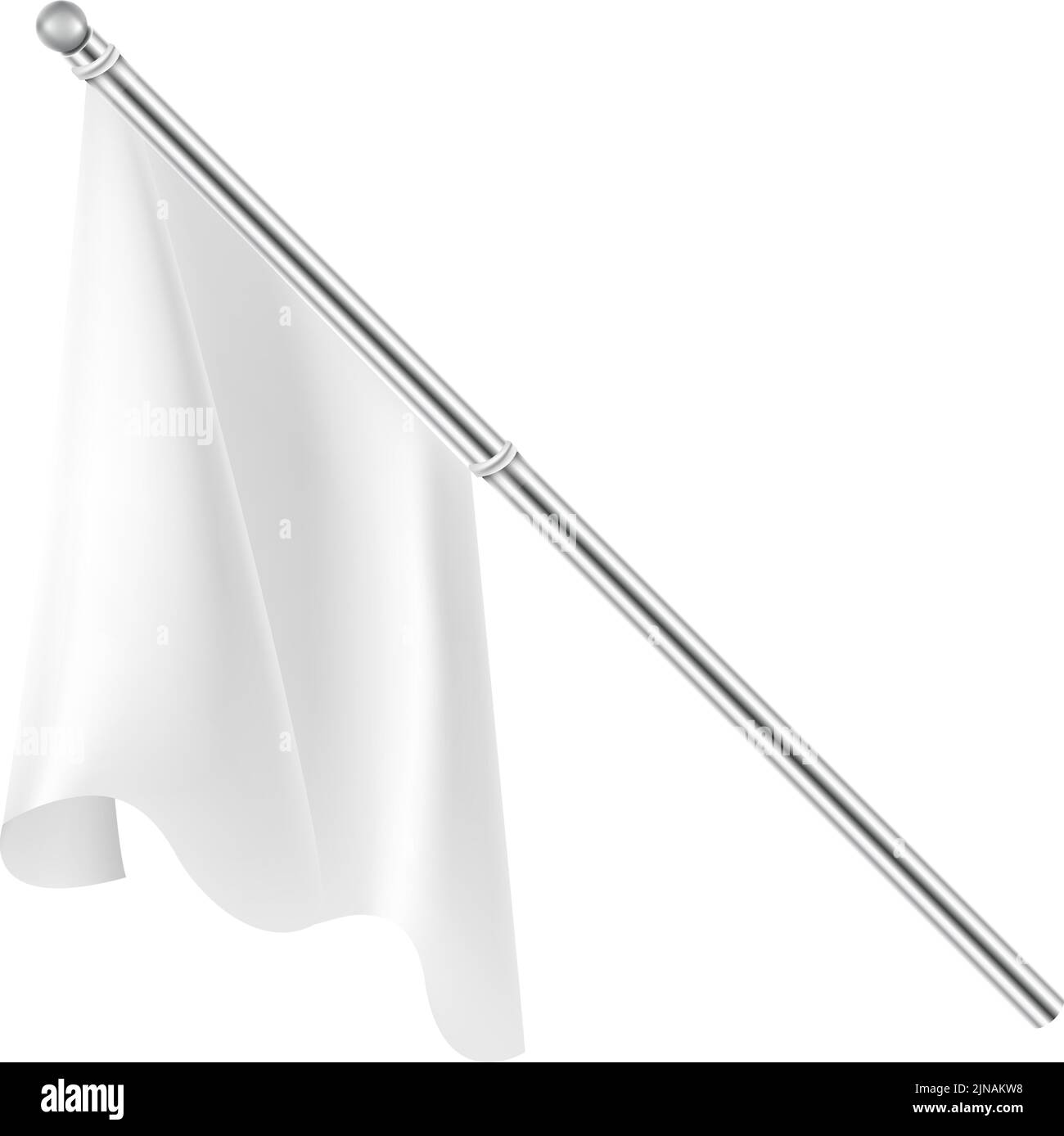 Bandiera tessile realistica. Mockup palo in tessuto bianco Illustrazione Vettoriale