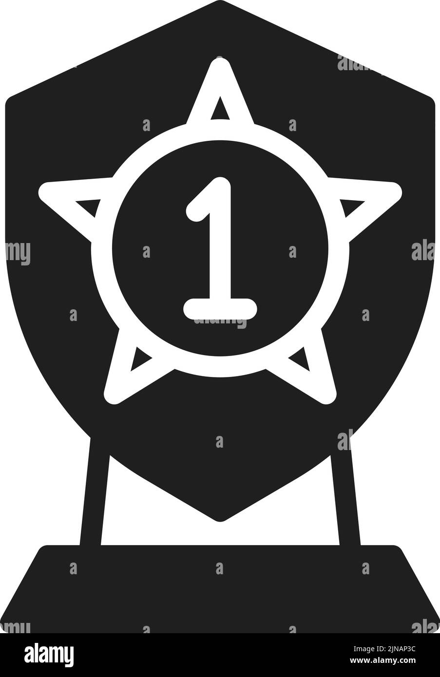 Icona del badge Shield. Icona nera. Stella campione Illustrazione Vettoriale