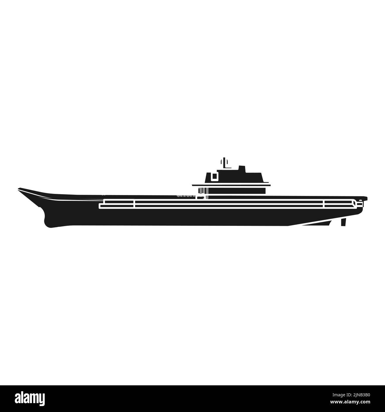 Vettore aereo militare nave vettore icona illustrazione nero pieno. Nave da guerra Navy con arma e aereo. Battleship guerra di trasporto caccia isolato Illustrazione Vettoriale