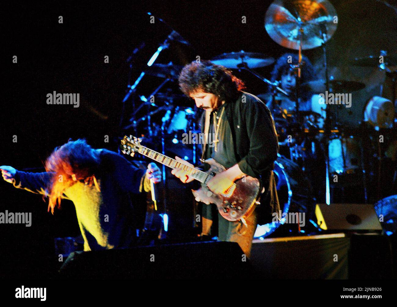 Black Sabbath, chitarrista Tony Iommi, Black Sabbath, band heavy metal di tutti i tempi, Black Sabbath erano una band rock inglese formata a Birmingham, pionieri della musica heavy metal. Tony Martin – voce Tony Iommi – chitarra, Geezer Butler – basso, Bobby Rondinelli – batteria, foto Kazimierz Jurewicz Foto Stock