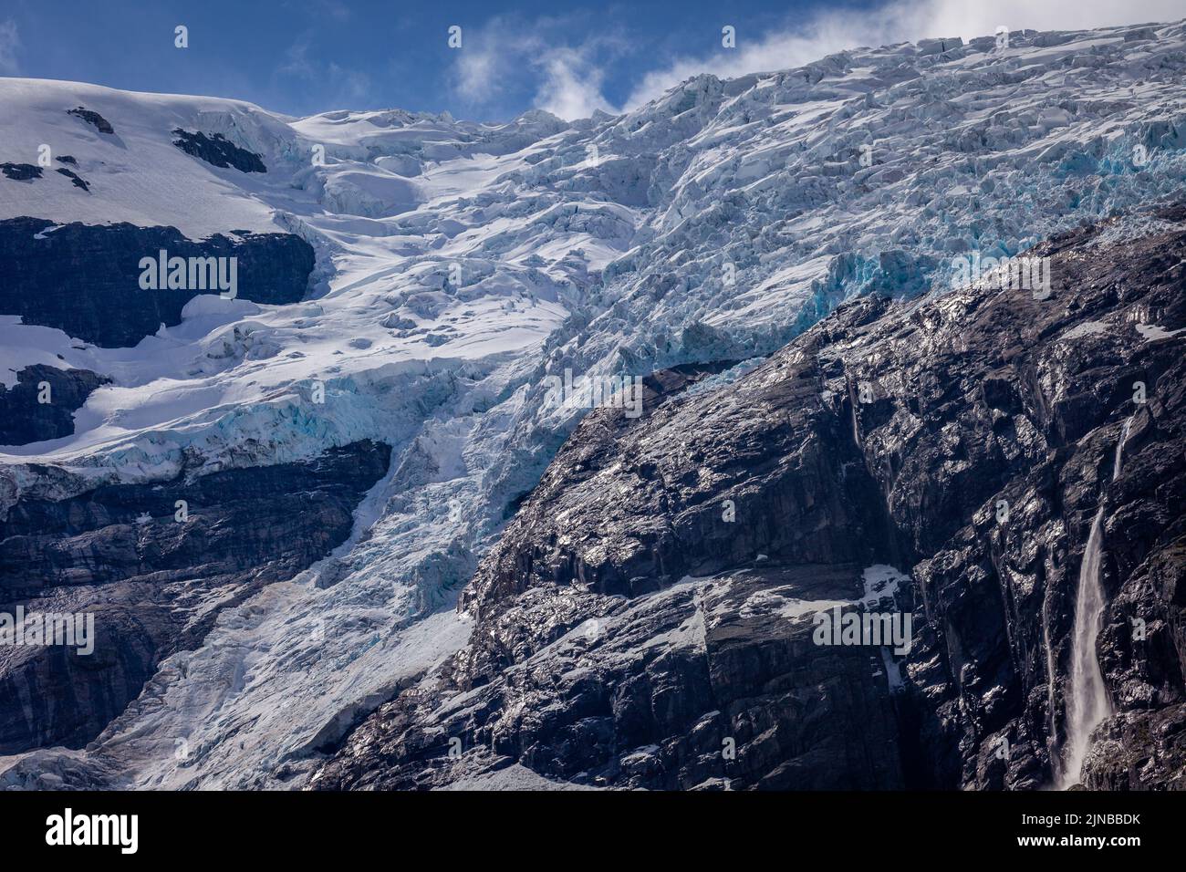 Braccio Briksdalsbreen del ghiacciaio Jostedalsbreen in Norvegia, Scandinavia Foto Stock