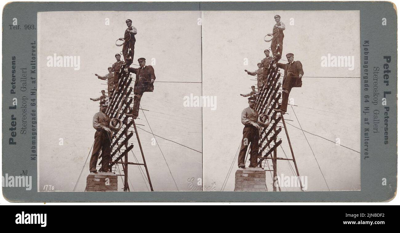 Telefonarbejdere, København, omkring år 1900 - d Foto Stock