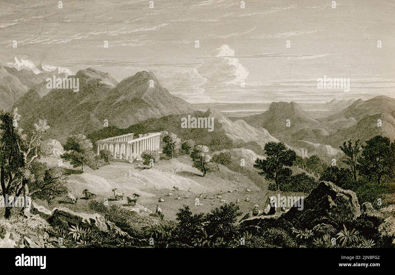 Tempel des Apollo Epicurius, Arcadien Tempio d'Apollon Epicurien, Arcadie - Frommel Carl - 1830 Foto Stock