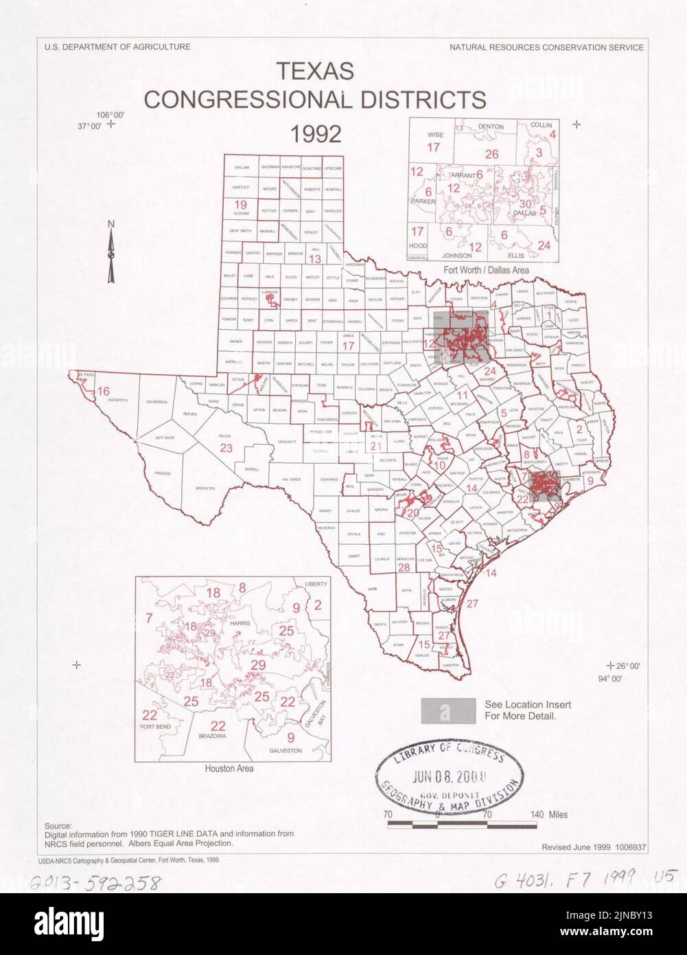 Distretti congressuali del Texas, 1992 Foto Stock