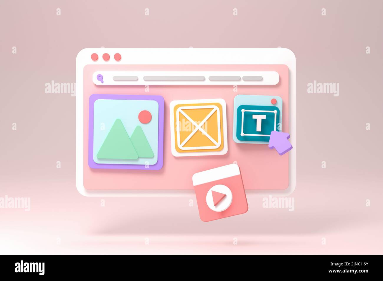 3D ottimizzazione SEO, analisi web e seo marketing social media concetto. illustrazione 3d Foto Stock