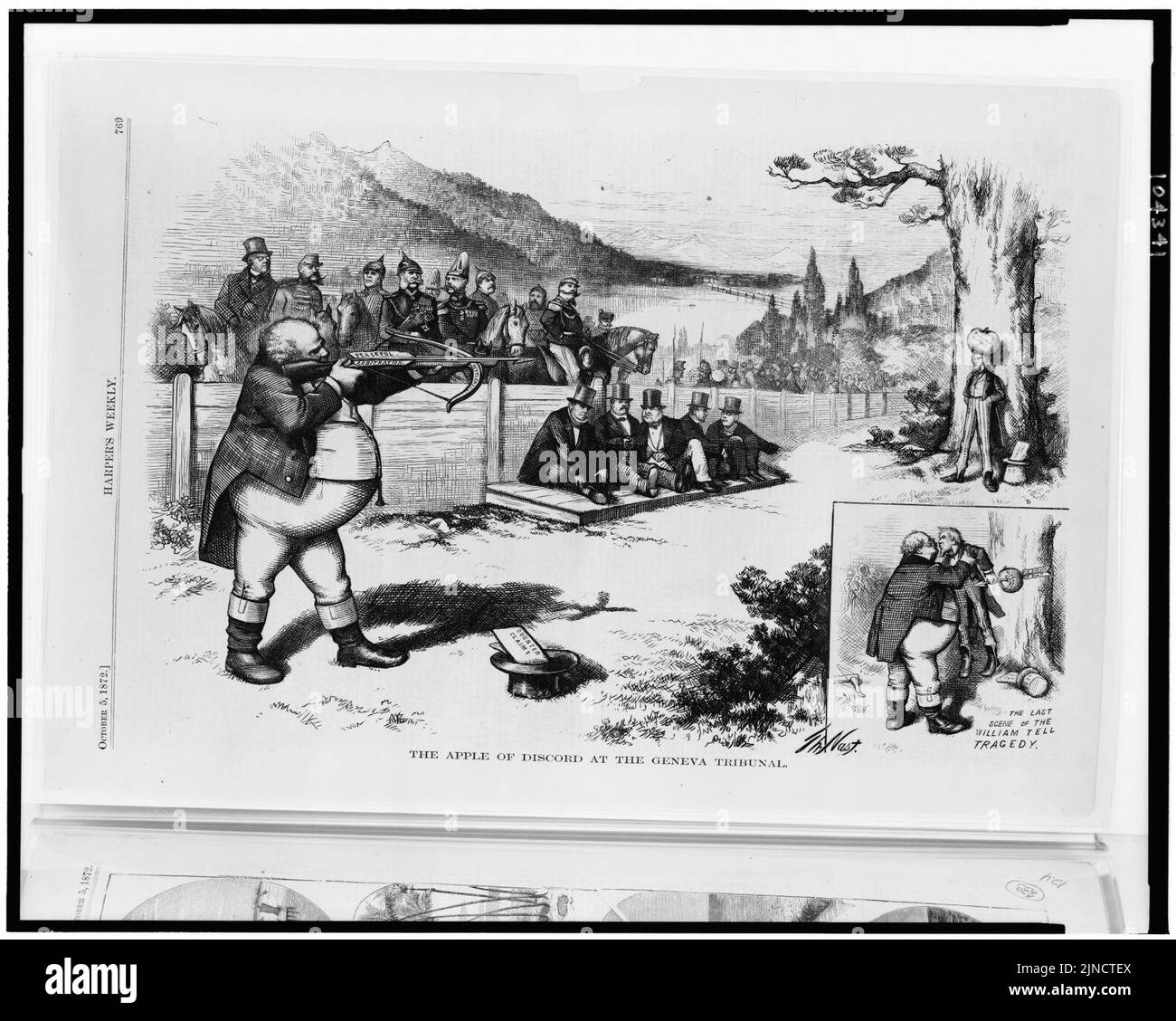 La mela della discordia al tribunale di Ginevra - Th. Nast. Foto Stock