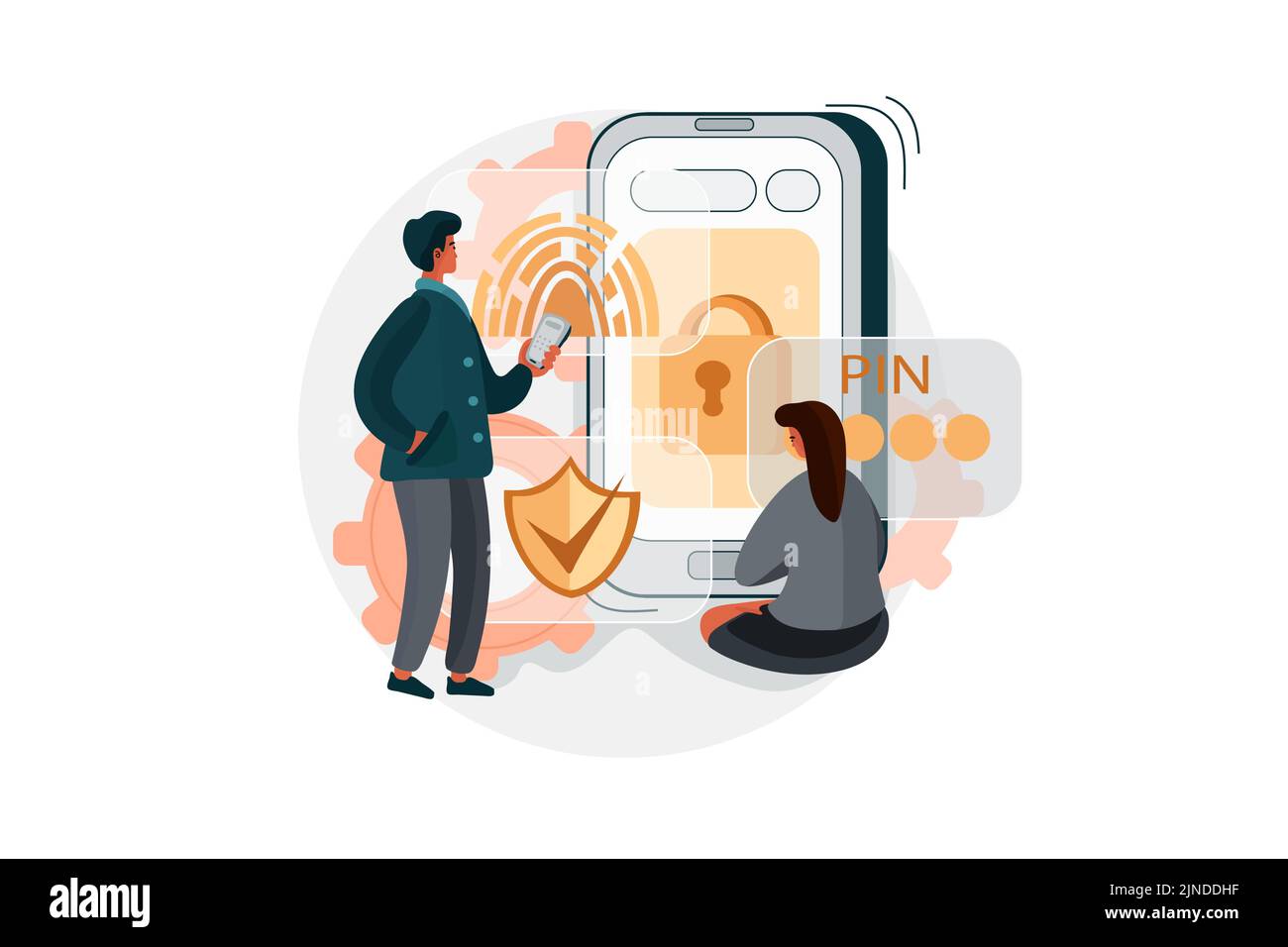 Concetto di illustrazione del mondo digitale. Illustrazione piatta isolata su sfondo bianco Illustrazione Vettoriale