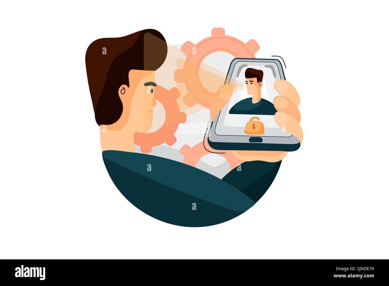 Concetto di illustrazione del mondo digitale. Illustrazione piatta isolata su sfondo bianco Illustrazione Vettoriale