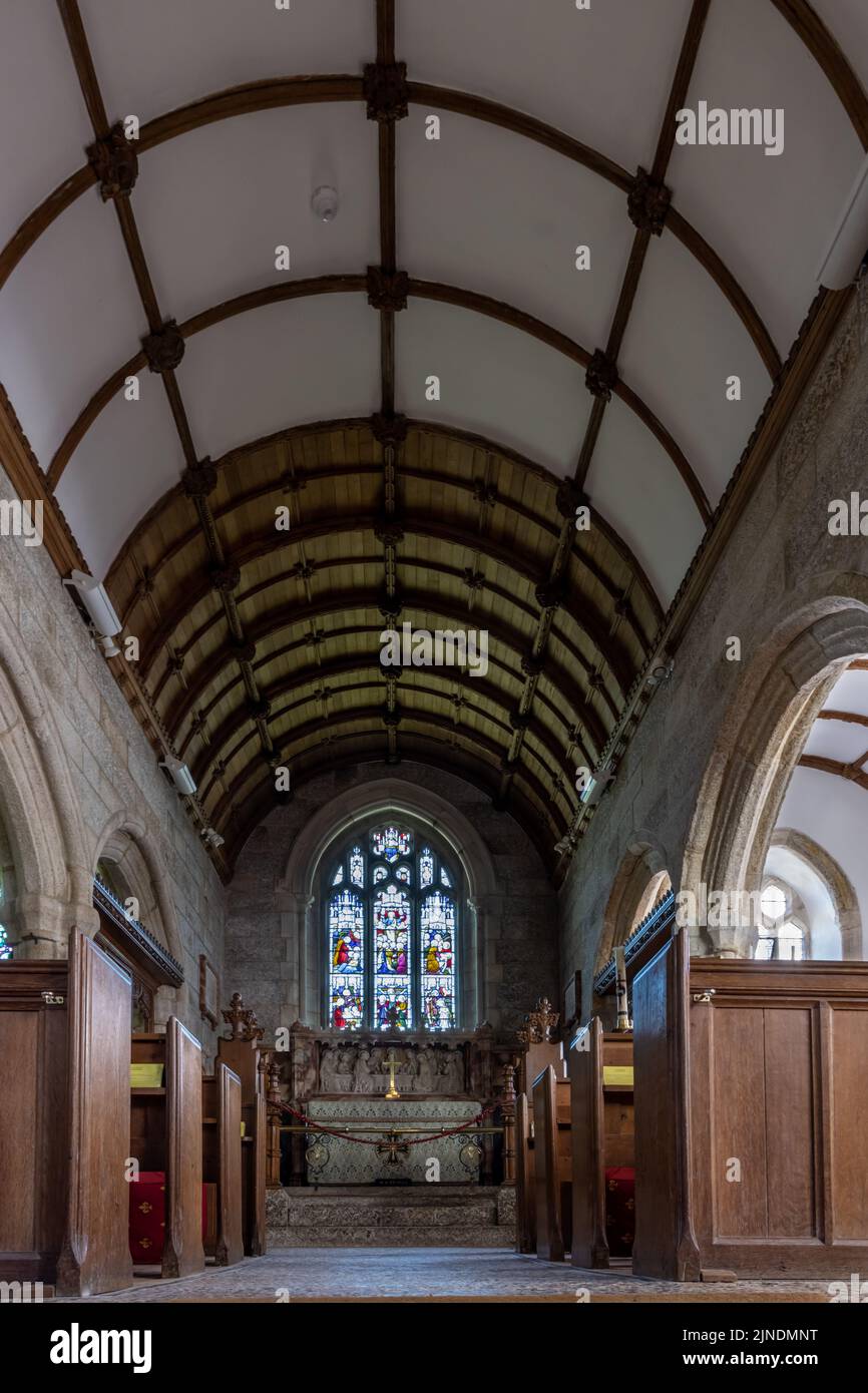 All'interno della chiesa parrocchiale di Lanhydrock, della chiesa di St hydroc, Cornovaglia, vicino a Bodmin, Inghilterra Foto Stock
