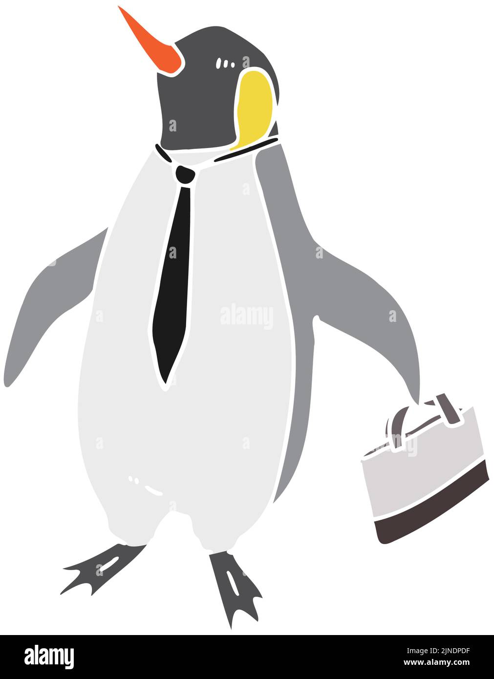 Illustrazione di un operaio antropomorfo dell'ufficio del pinguino che tiene la sua borsa e che inchestisce Illustrazione Vettoriale