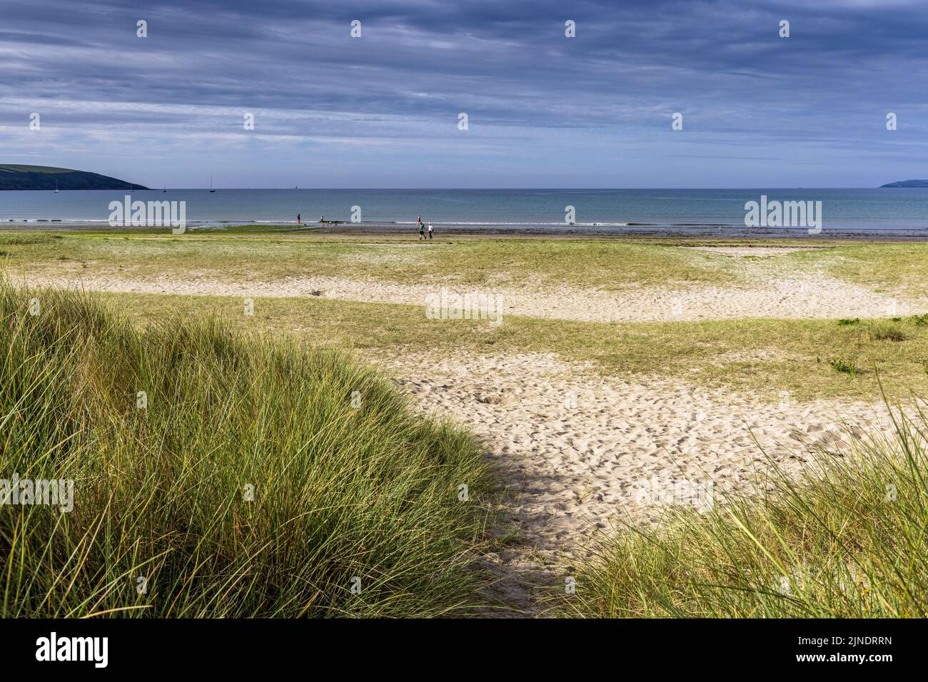 Dune di sabbia a Par Sands Beach in Cornovaglia, Inghilterra. Foto Stock